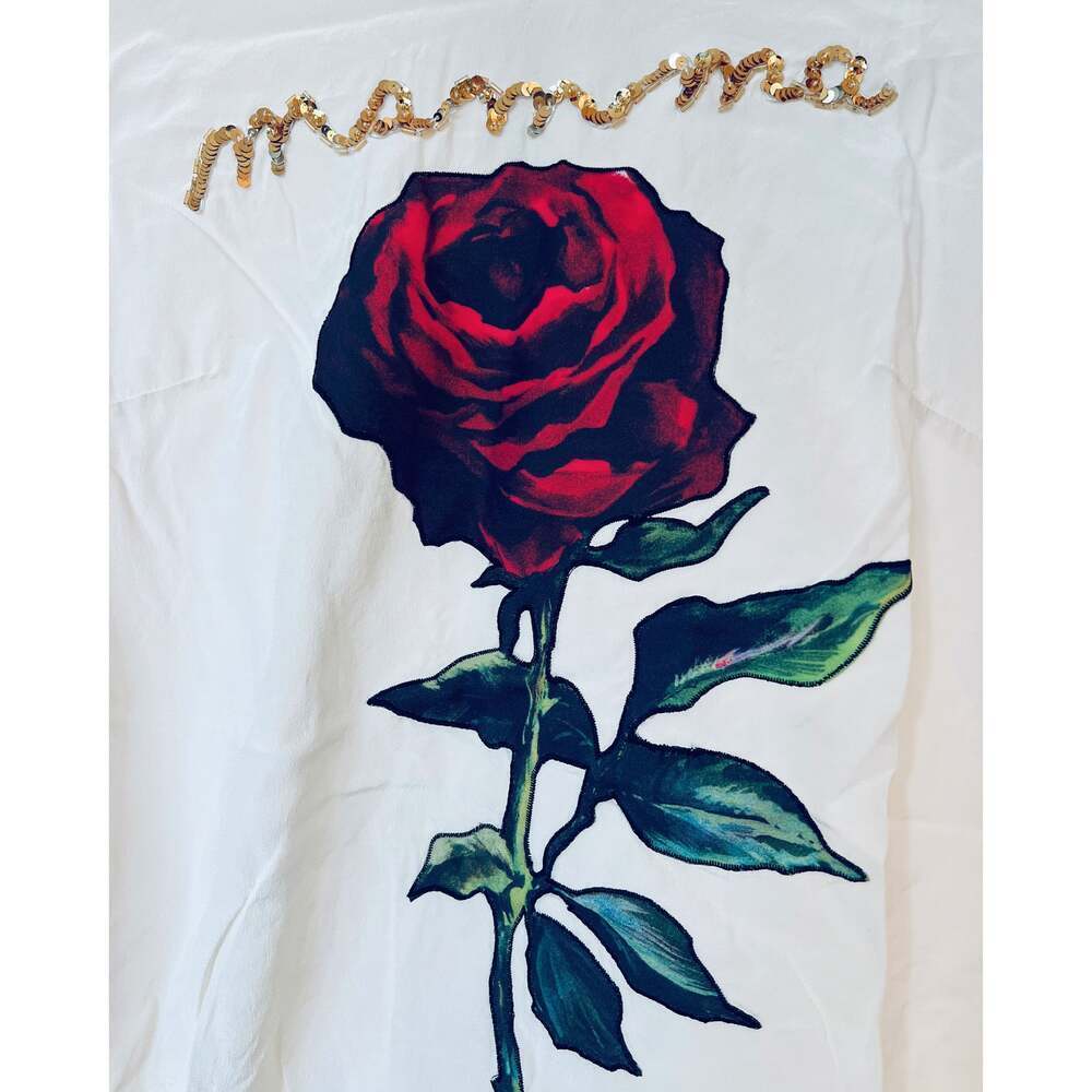 Luxury Silk Mamma Rose Silk Blouse with Sequin Embellishment Dolce Gabana - Picture 2 of 4